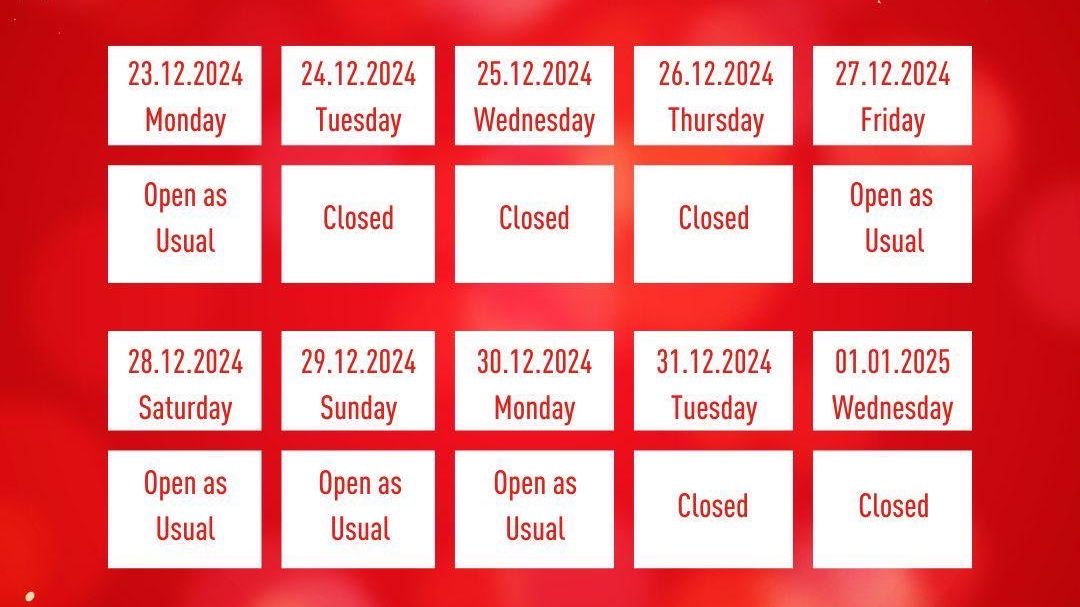 Holiday BJJ Training Schedule Announcement: Christmas & New Year Opening Hours