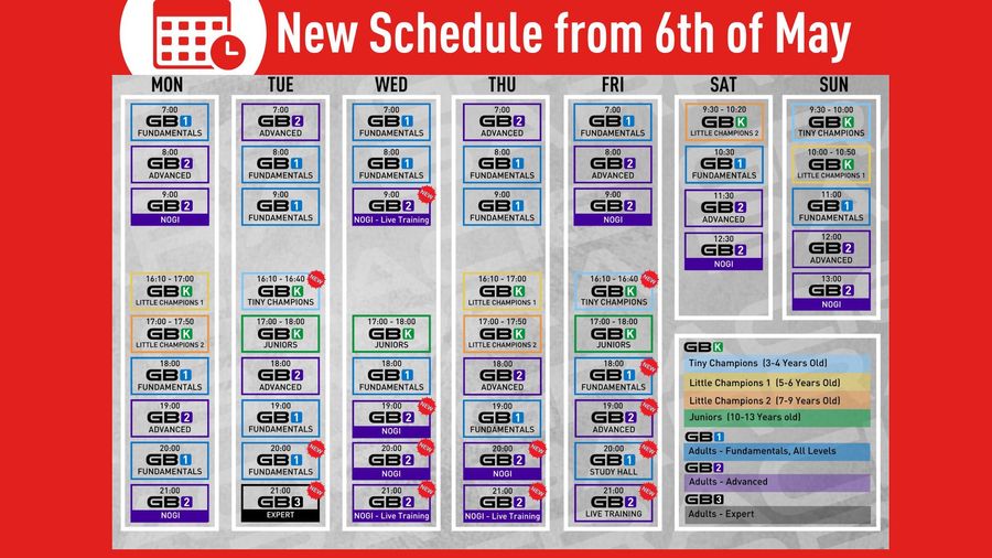 New Schedule from the 6th of May